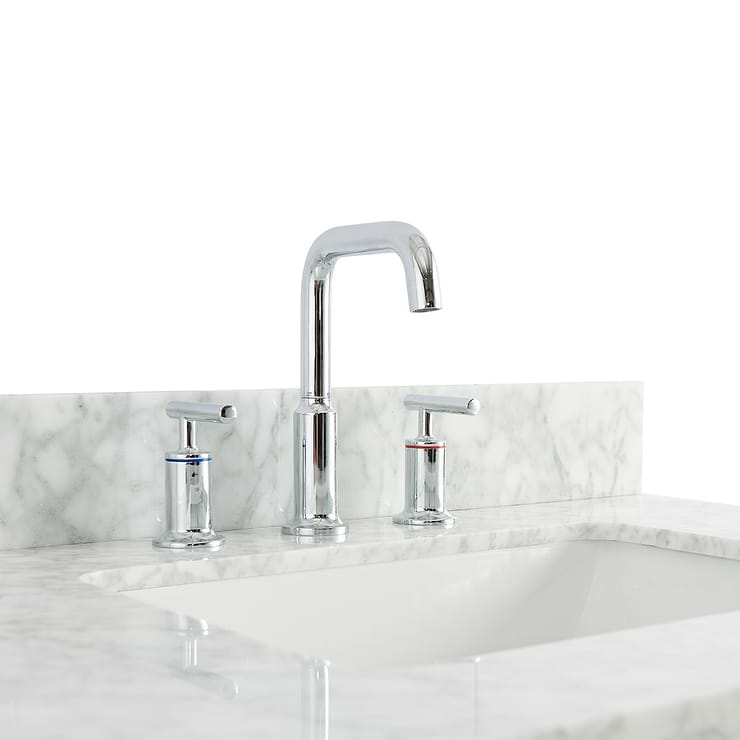 Sheraton 30" White Vanity with Carrara Marble Top and Ceramic Basin
