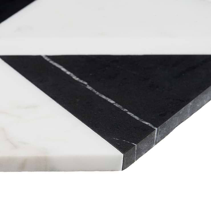 Tres Gris Nero 6x7 Polished Marble Mosaic Tile