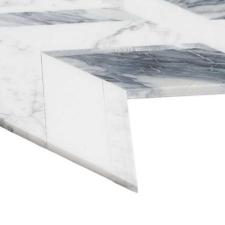 Amari Grigio Polished Gray Marble and Aluminum Mosaic Tile