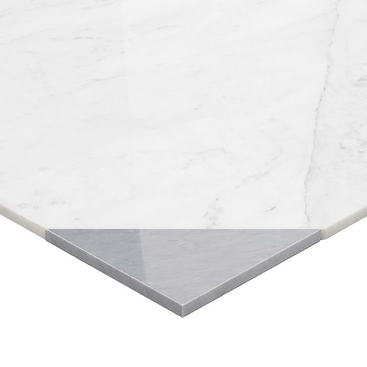 Cadre Giotto Carrara and Italian Gray 20x20 Polished Marble Mosaic Tile