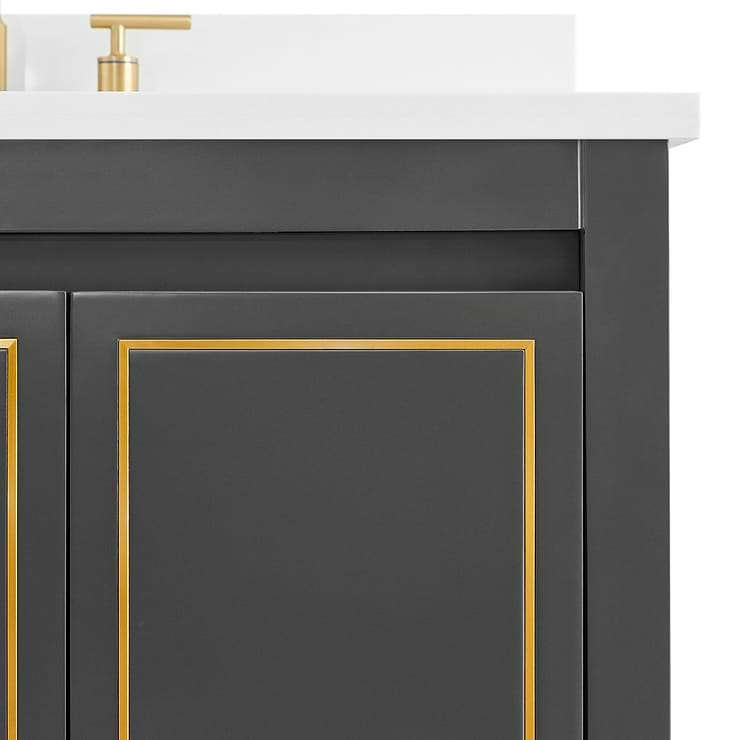 Province Charcoal and Gold 36" Single Vanity with Pure White Quartz Top