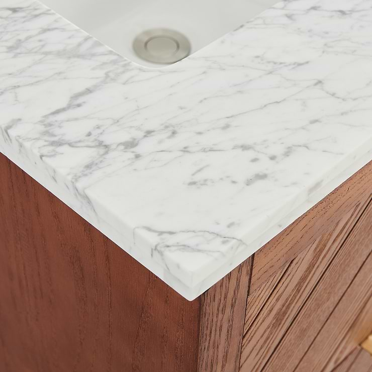 Marilyn 30" Woodgrain Vanity with Carrara Marble Top and Ceramic Basin