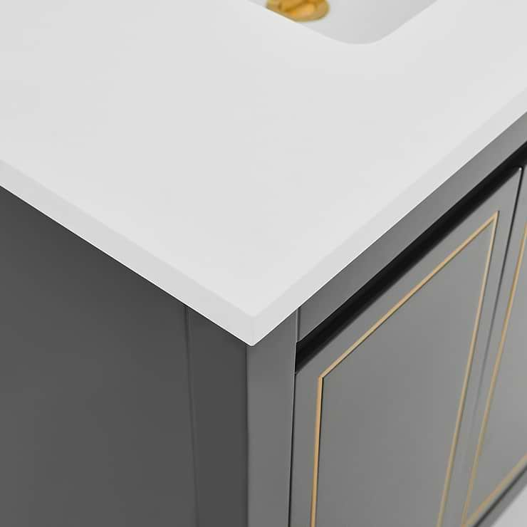 Province Charcoal and Gold 36" Single Vanity with Pure White Quartz Top