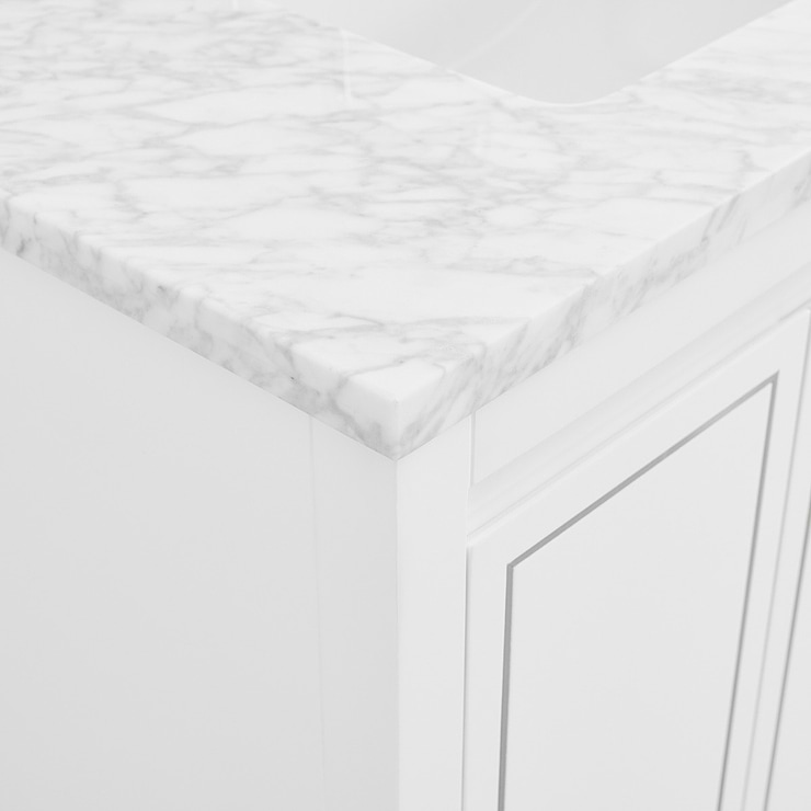 Province White and Silver 36" Single Vanity with Carrara Marble Top