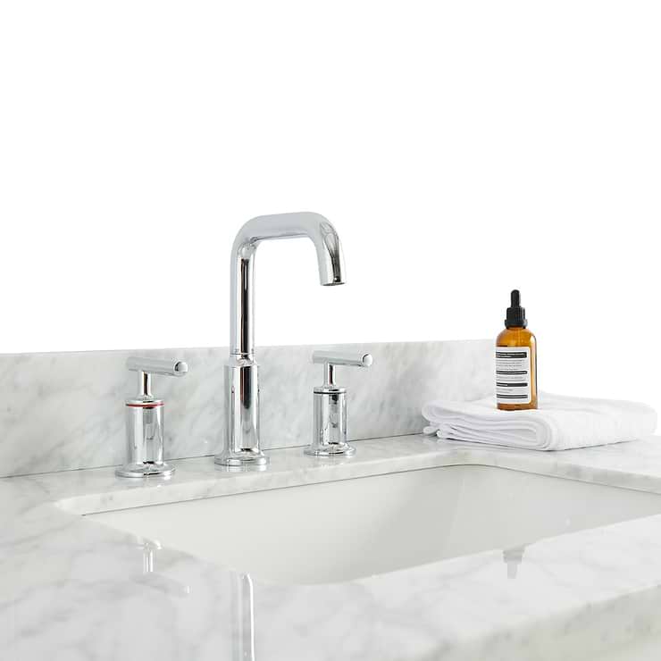 Sheraton 36" White Vanity with Carrara Marble Top and Ceramic Basin