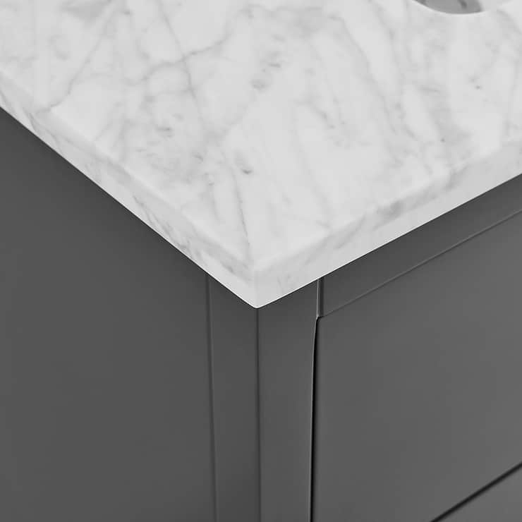 Iconic 36" Charcoal and Gold Vanity with Carrara Marble Top and Ceramic Basin