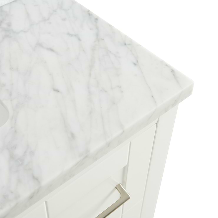 Sheraton 36" White Vanity with Carrara Marble Top and Ceramic Basin