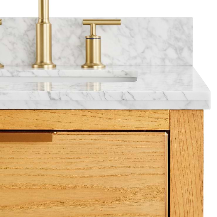 Dayton 24" Woodgrain Vanity with Carrara Marble Top and Ceramic Basin