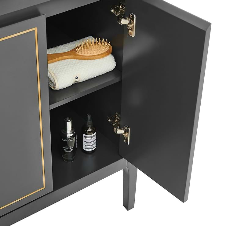 Province Charcoal and Gold 36" Single Vanity with Pure White Quartz Top