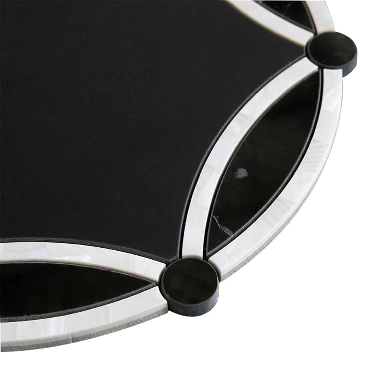 Celine Nero Polished Black Marble and Pearl Mosaic Tile