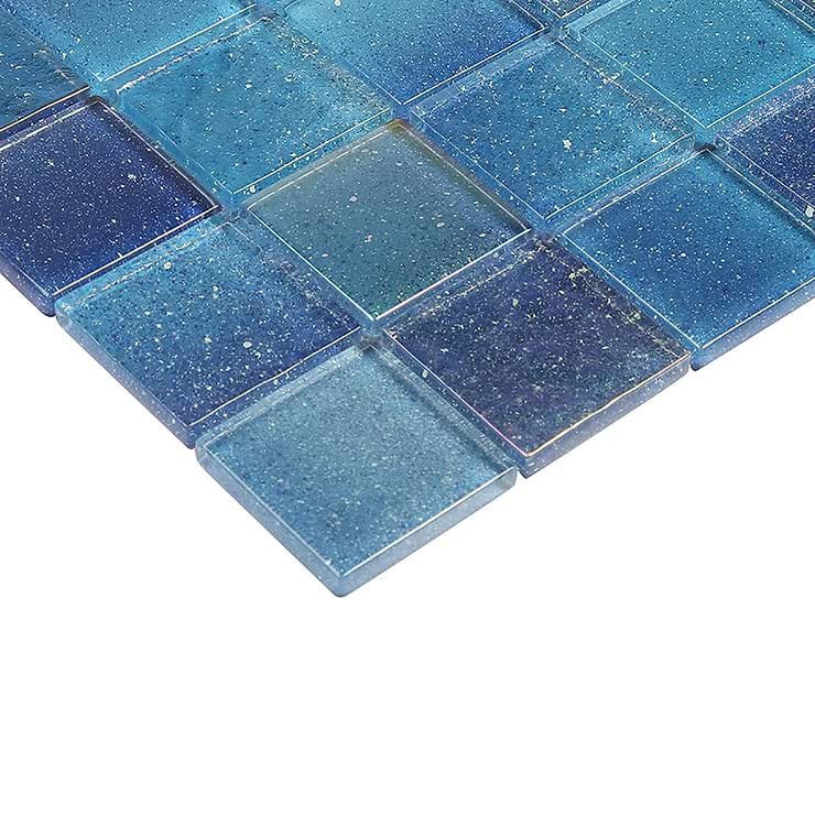 Fairy Blue 2x2 Polished Glass Mosiac Tile