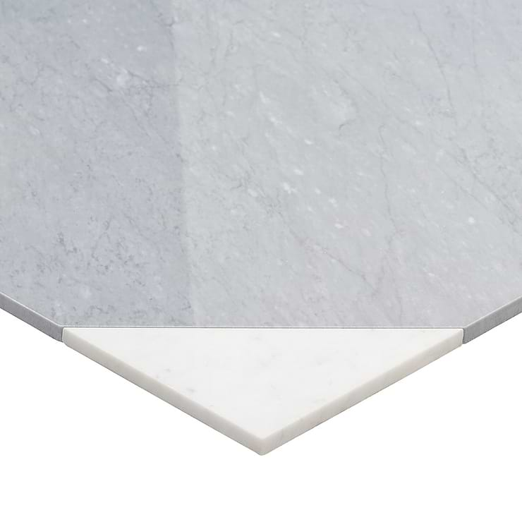 Cadre Giotto Carrara and Italian Gray 20x20 Polished Marble Mosaic Tile