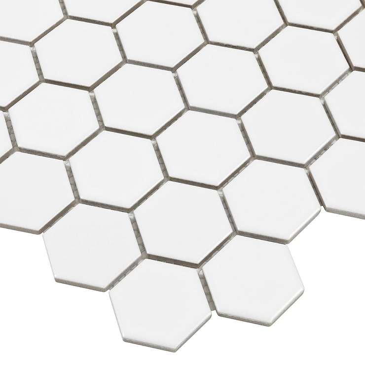 Serenity White 2" Hexagon Matte Porcelain Mosaic Tile