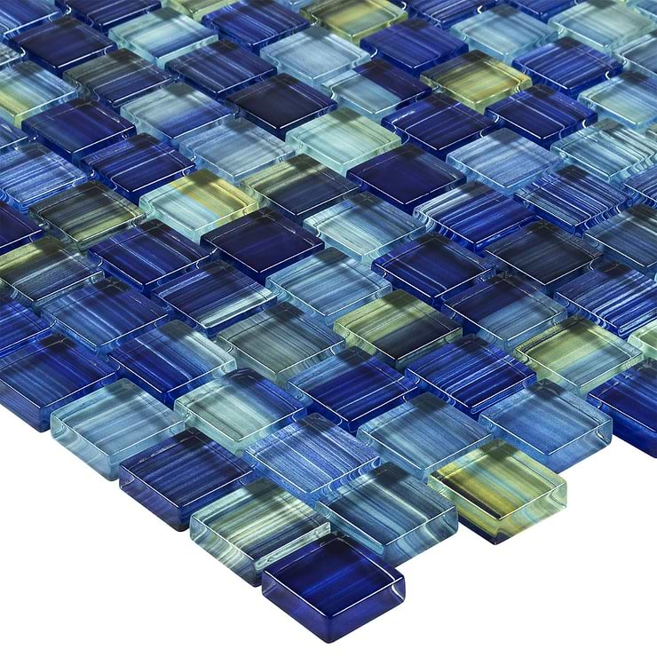 Watercolors Blue 1x1 Glass Mosaic