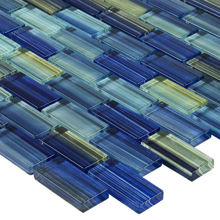 Watercolors Blue 1x2 Glass Brick Mosaic