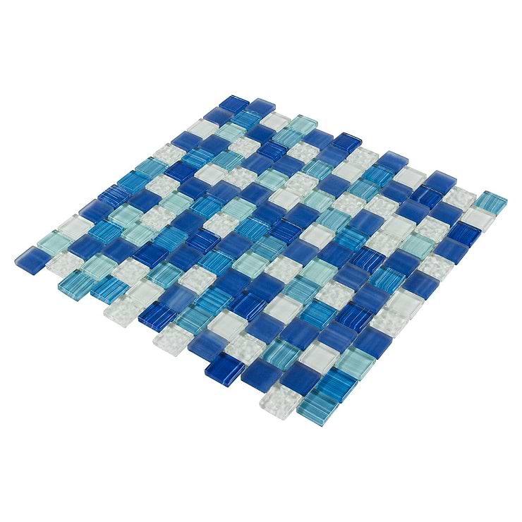 Watercolors Seastone Blue 1x1 Glass Mosaic