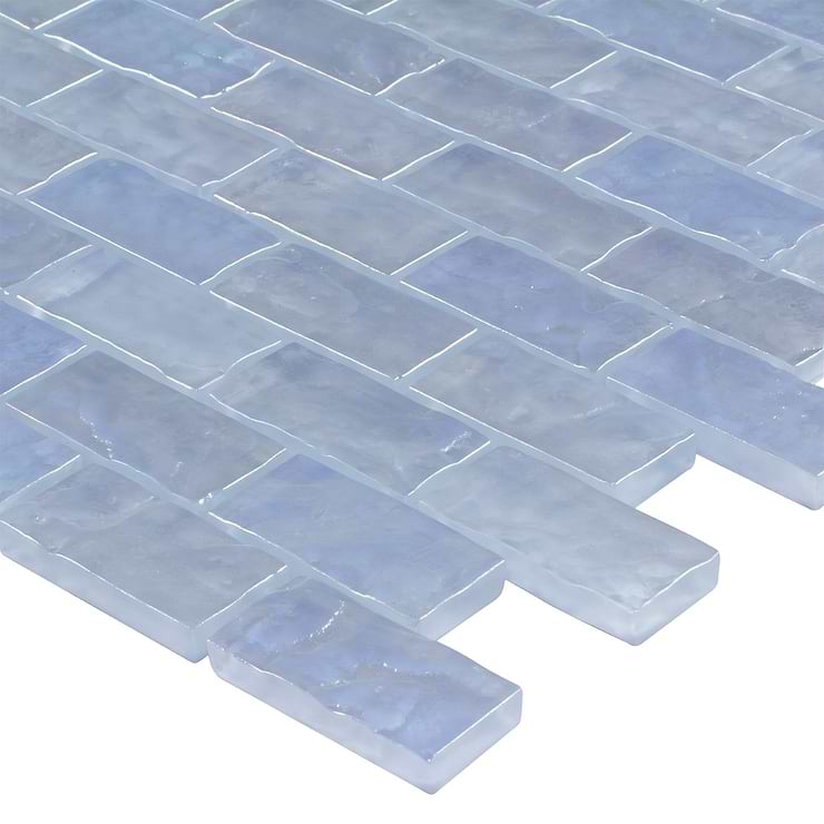 Watercolors Iridescent Light Blue 1X2 Brick Glass Mosaic