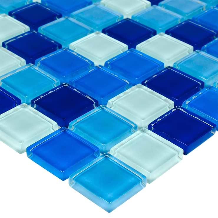 Watercolors Moody Blue 1x1 Glass Mosaic