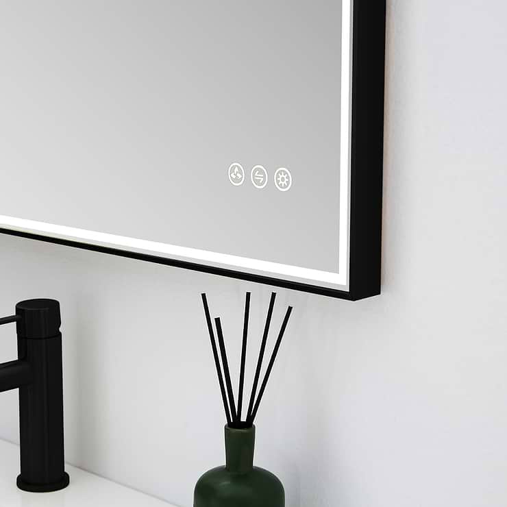 Mage Matte Black 24x36" Framed Rectangle LED Mirror
