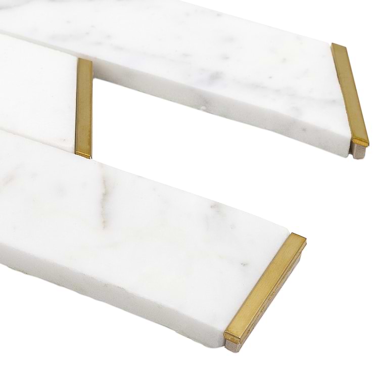 Matrix Trapezoid Marble and Brass Tile