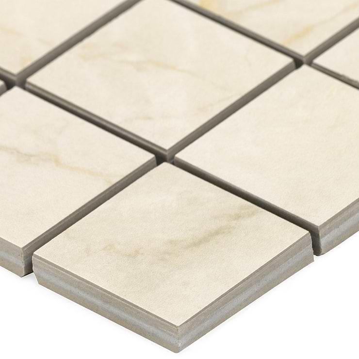 Marble Tech Crema Avorio 2x2 Matte Marble Look Porcelain Mosaic Tile