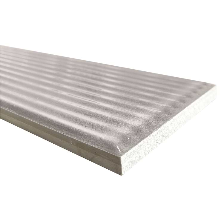 Stacy Garcia ArtBlock Grigio Gray 4x16 Fluted Glossy Porcelain Tile