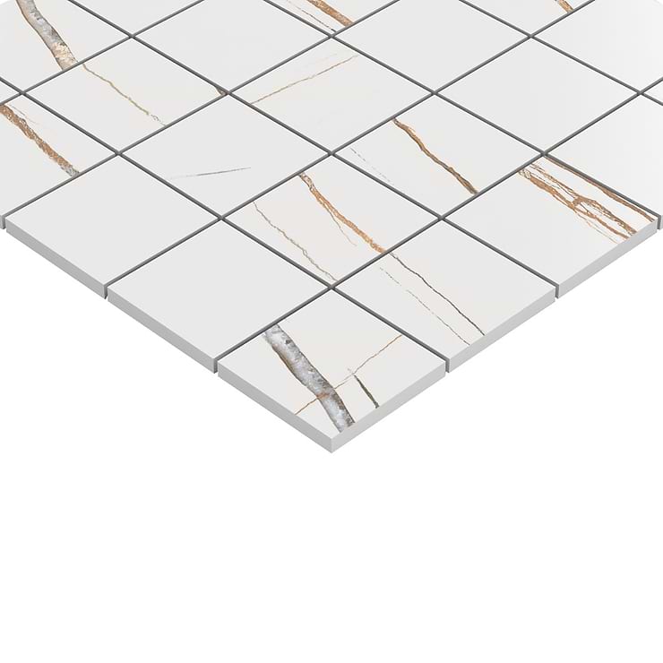 Minera Sahara Blanco White 2x2 Marble Look Matte Mosaic Tile