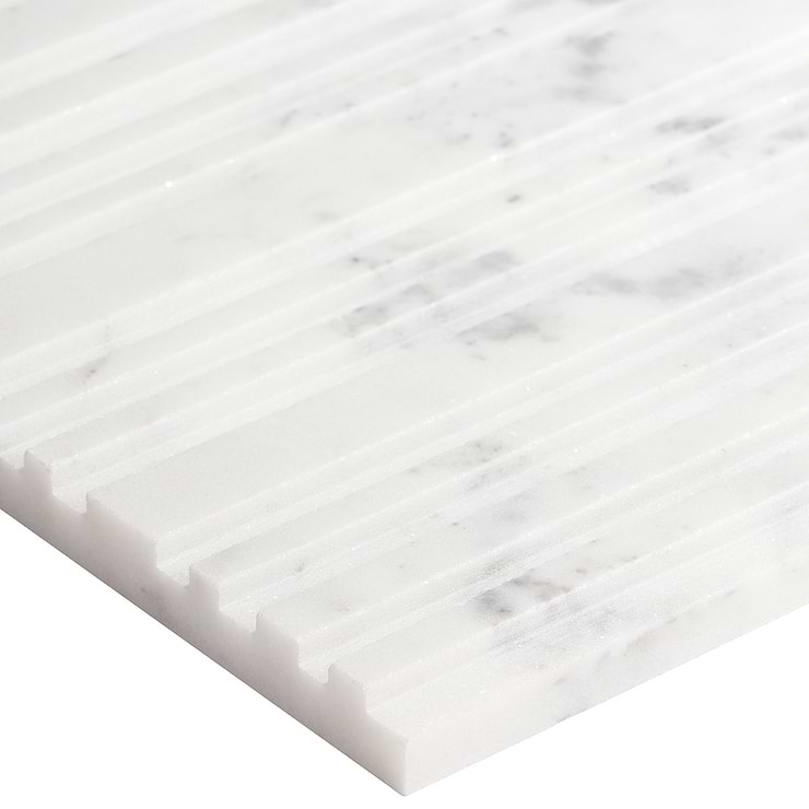 Barcode by Michael Habachy Entero Carrara White 8x8 Textured 3D Honed Marble Tile