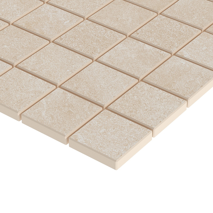 Era Crema Beige 2x2 Limestone Look Matte Porcelain Mosaic Tile