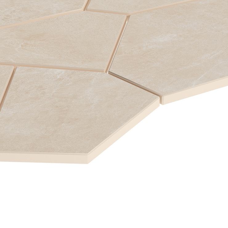 Era Crema Beige Organic Pattern Limestone Look Matte Porcelain Mosaic Tile