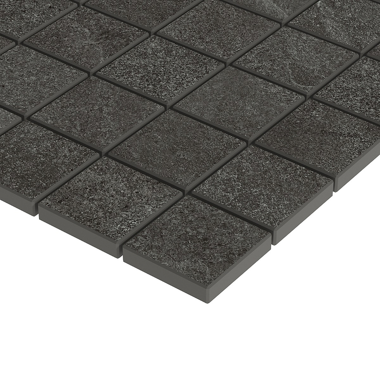 Era Charcoal Black 2x2 Limestone Look Matte Porcelain Mosaic Tile