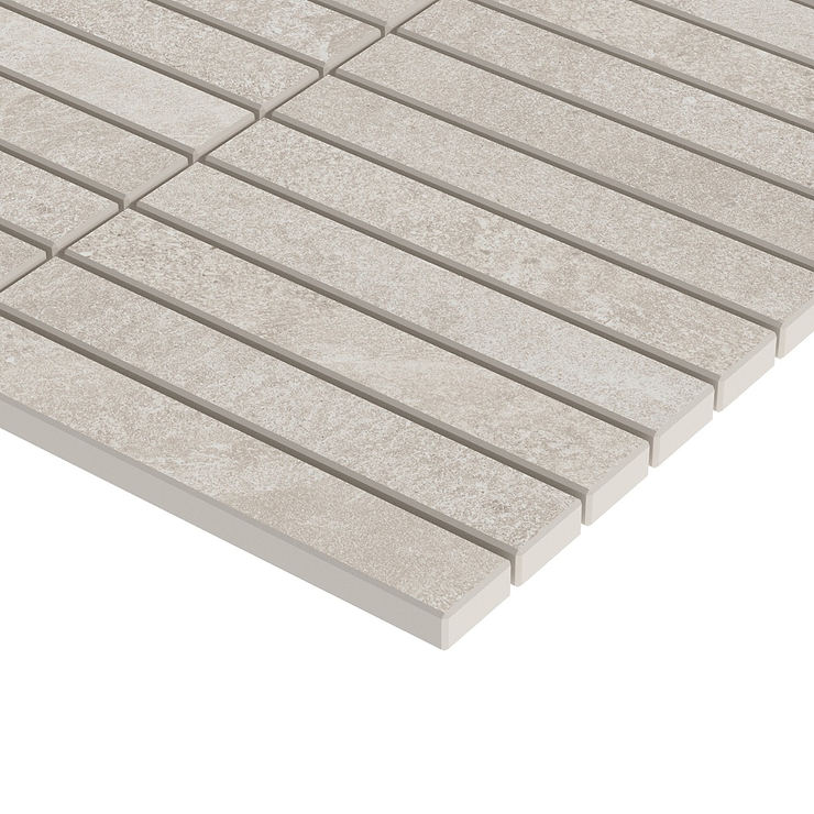 Era Linen White 1x6 Stacked Limestone Look Matte Porcelain Mosaic Tile