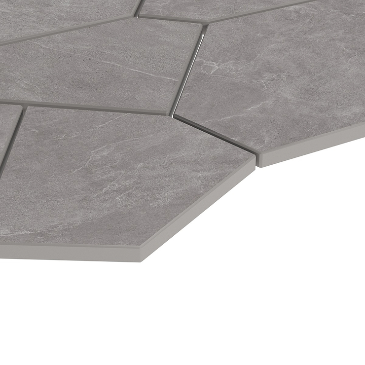 Era Slate Gray Organic Pattern Limestone Look Matte Porcelain Mosaic Tile