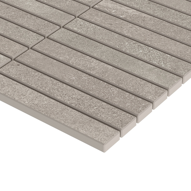 Era Silver Gray 1x6 Stacked Limestone Look Matte Porcelain Mosaic Tile