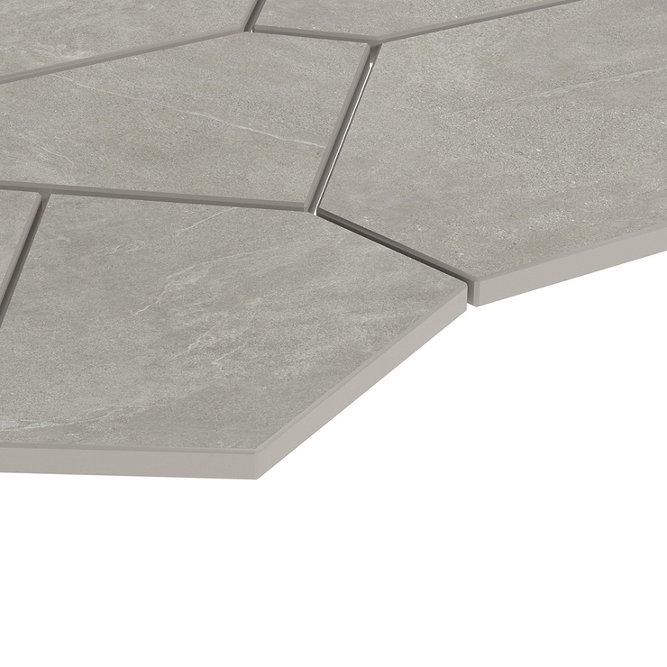 Era Silver Gray Organic Pattern Limestone Look Matte Porcelain Mosaic Tile