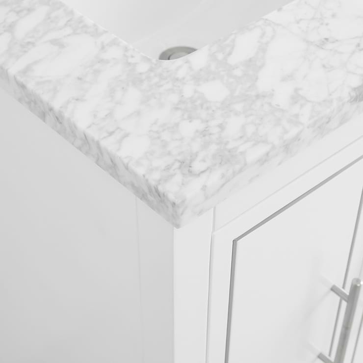 Province White and Silver 24" Single Vanity with Carrara Marble Top 