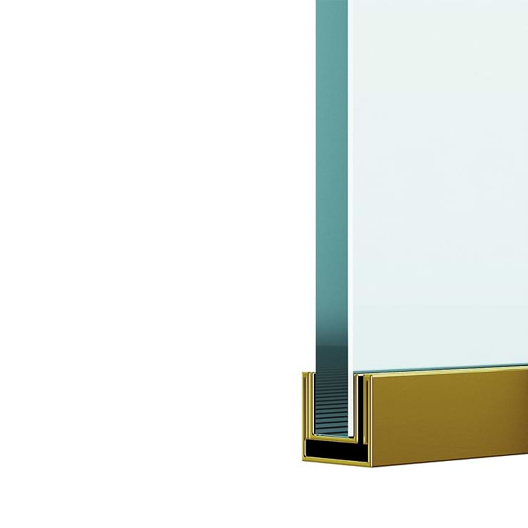 Finestra 34x74" Reversible Fixed Shower Door with Clear Glass in Brushed Gold