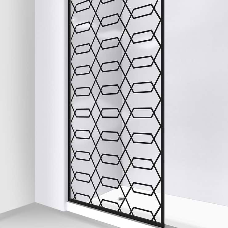 DreamLine Linea 34x72" Reversible Screen with Maze Glass in Satin Black