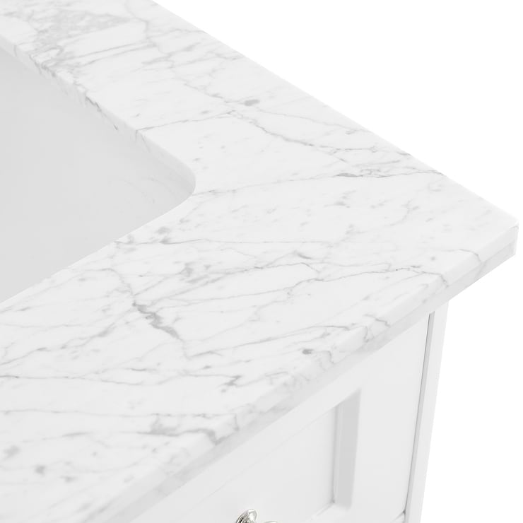 Nora 24" White Vanity with Carrara Marble Top and Ceramic Basin