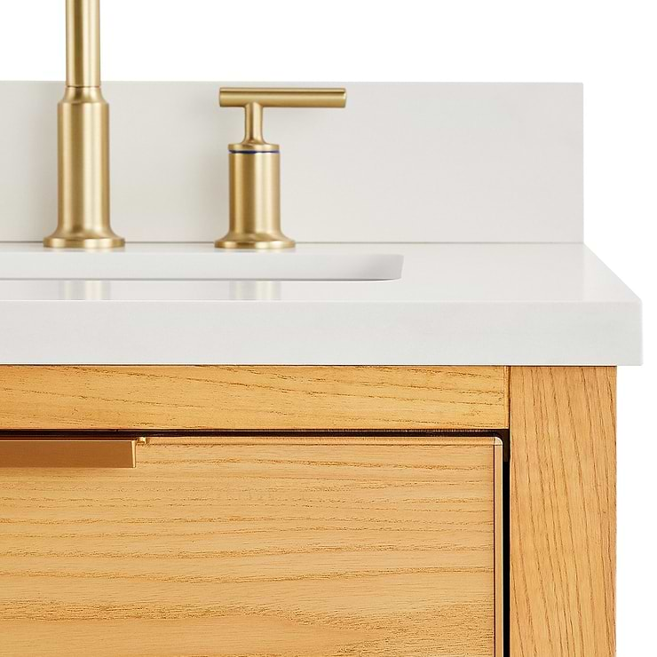 Dayton 24" Woodgrain Vanity with Pure White Quartz Top and Ceramic Basin