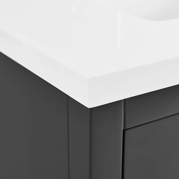 Iconic 30" Charcoal and Gold Vanity with Pure White Quartz Top and Ceramic Basin