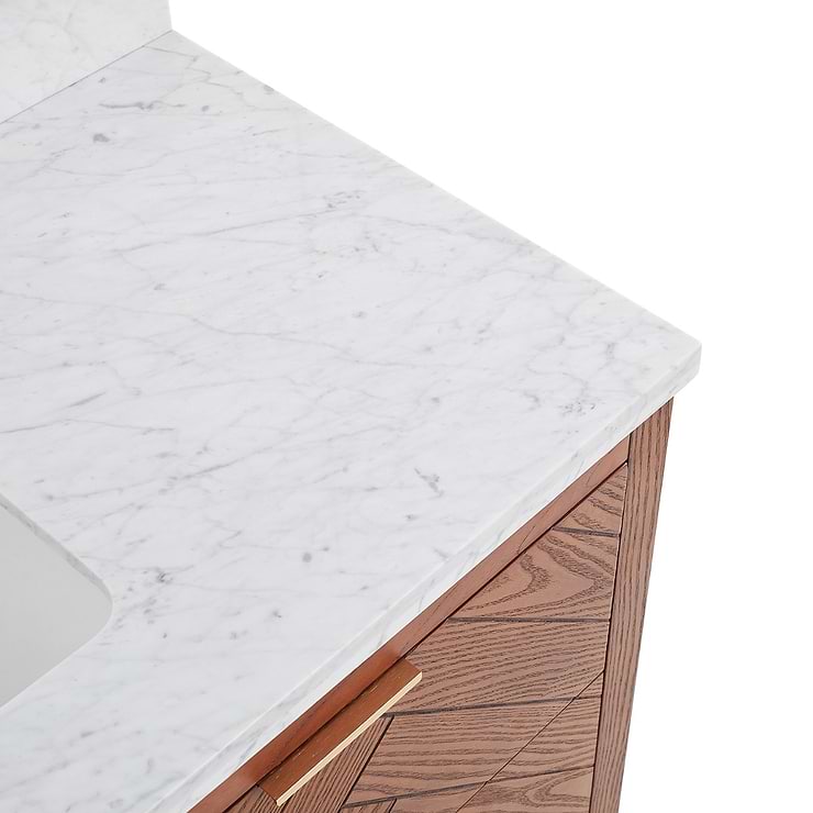 Marilyn 48" Woodgrain Vanity with Carrara Marble Top and Ceramic Basin