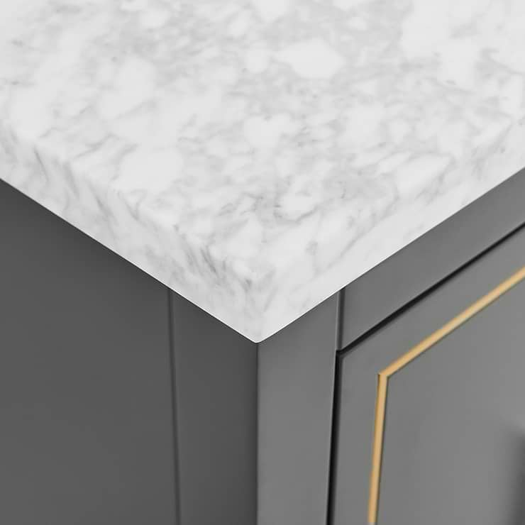 Province Charcoal and Gold 24" Single Vanity with Carrara Marble Top