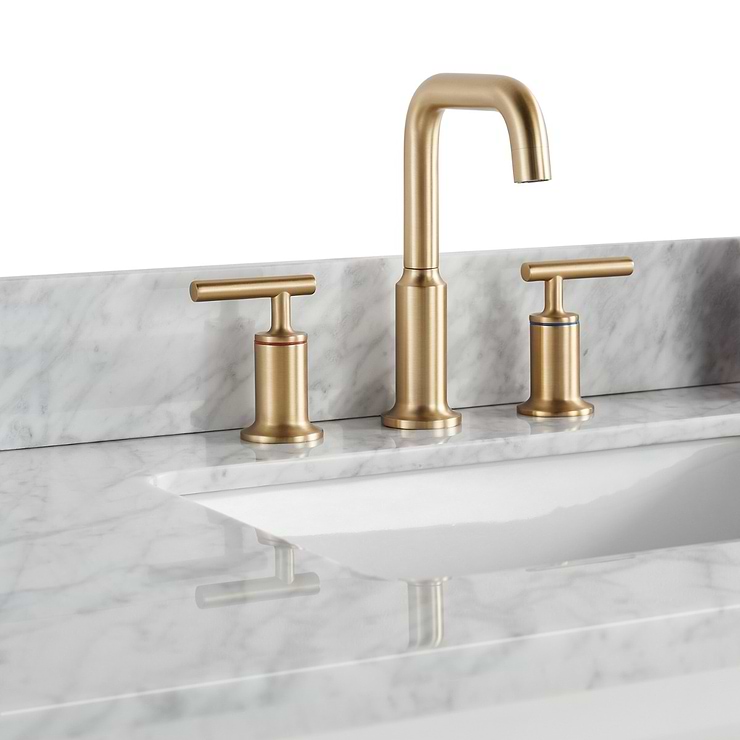 Bungalow White and Gold 36" Single Vanity with Carrara Marble Top
