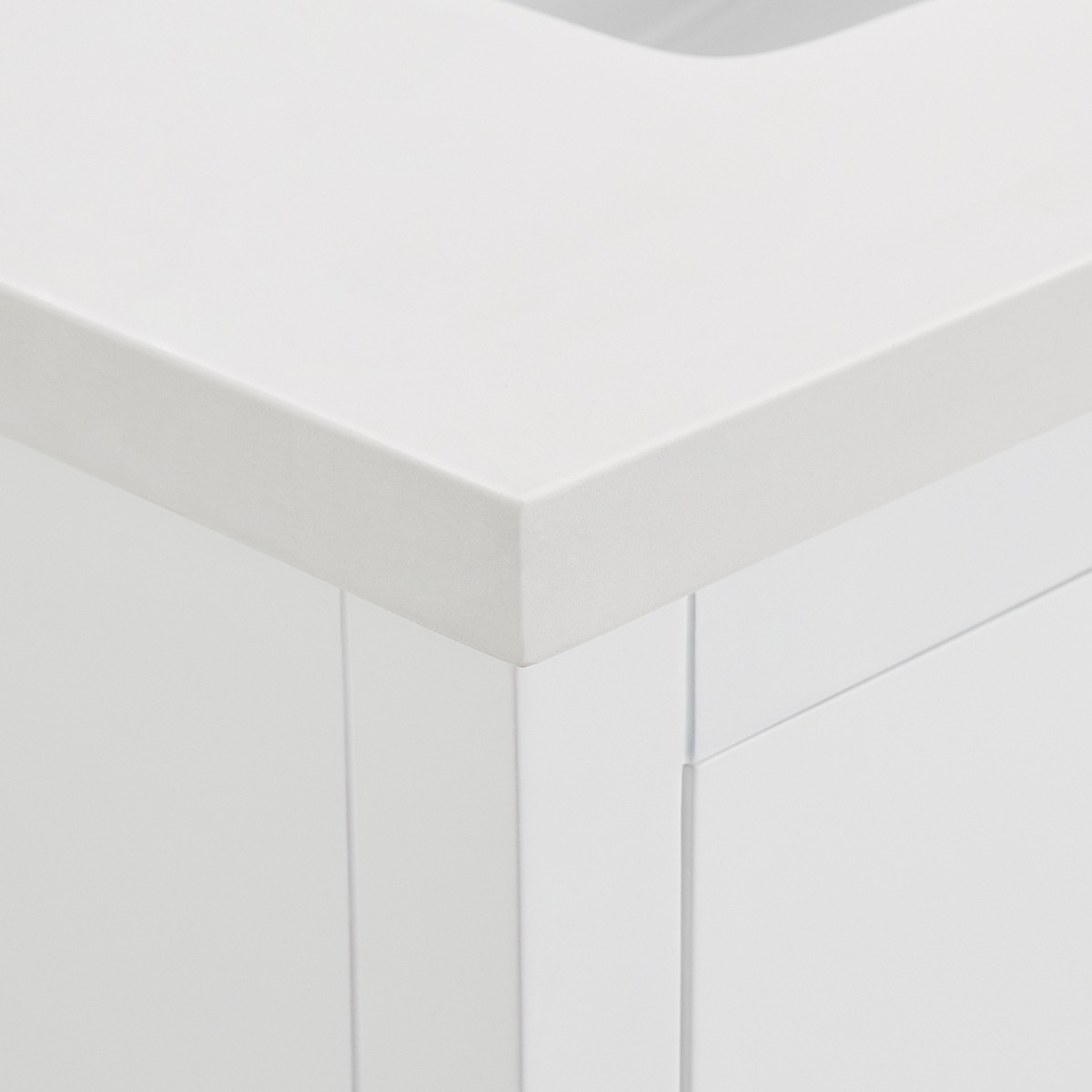 Iconic 36" White and Silver Vanity with Pure White Quartz Top and Ceramic Basin