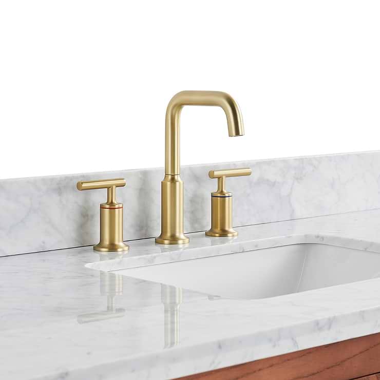 Marilyn 36" Woodgrain Vanity with Carrara Marble Top and Ceramic Basin