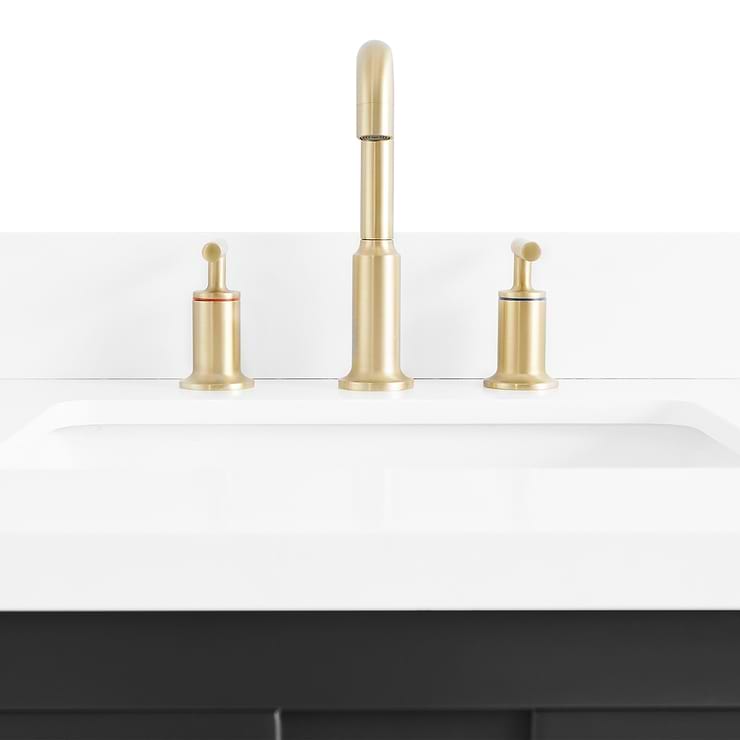 Iconic 24" Charcoal and Gold Vanity with Pure White Quartz Top and Ceramic Basin