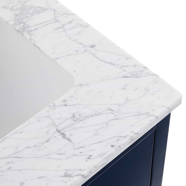 Iconic 24" Navy and Gold Vanity with Carrara Marble Top and Ceramic Basin