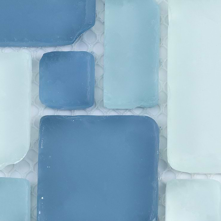 Coastal Seaside French Pattern Beached Frosted Glass Tile