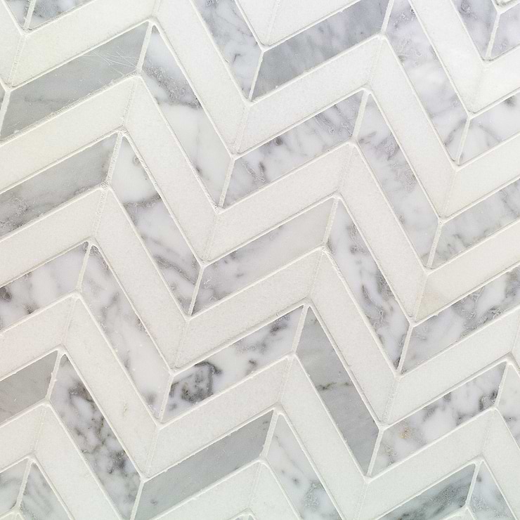 Talon White Carrera and Thassos Marble Tile 3